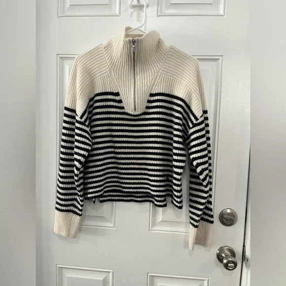 rag & bone Pierce Stand collar Long raglan sleeves Striped Cashmere Sweater XS - Picture 6 of 12